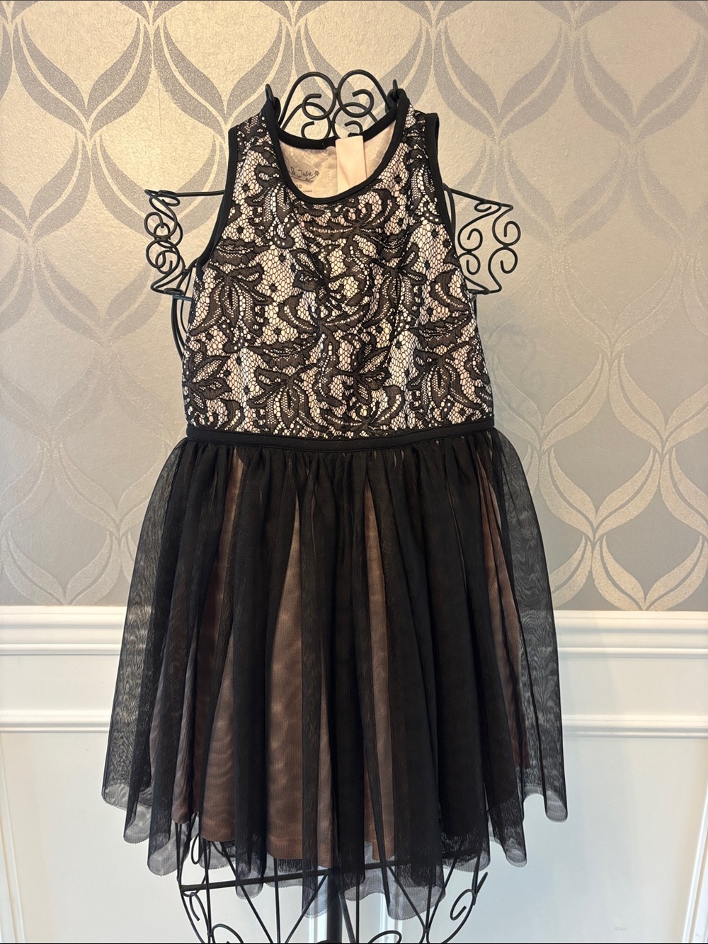Pippa & Julie Black Lace and Tulle Party Dress